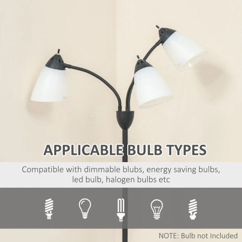Tree Floor Lamp with 3 Adjustable Light, Industrial Standing Lamp, Black 1