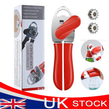 Non Slip Heavy Duty Stainless Steel Tin Can Opener With Easy Comfy Grip - Red