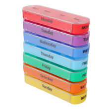 7 Stück 28-Fächer 7-Farben tragbare Pillenbox-Tasche