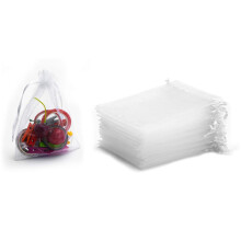 Kleine Geschenkbeutel mit Kordelzug Organza 50er-Pack White