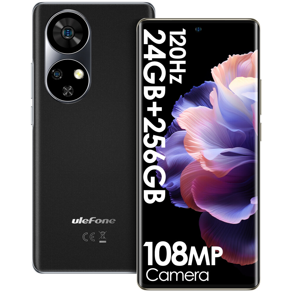 Ulefone (Black) Note 17 Pro Smartphone 6.78" 120Hz Amoled Curved Display 24Gb 256Gb 108Mp Camera 5050Mah-White/Black/Orange White,Black