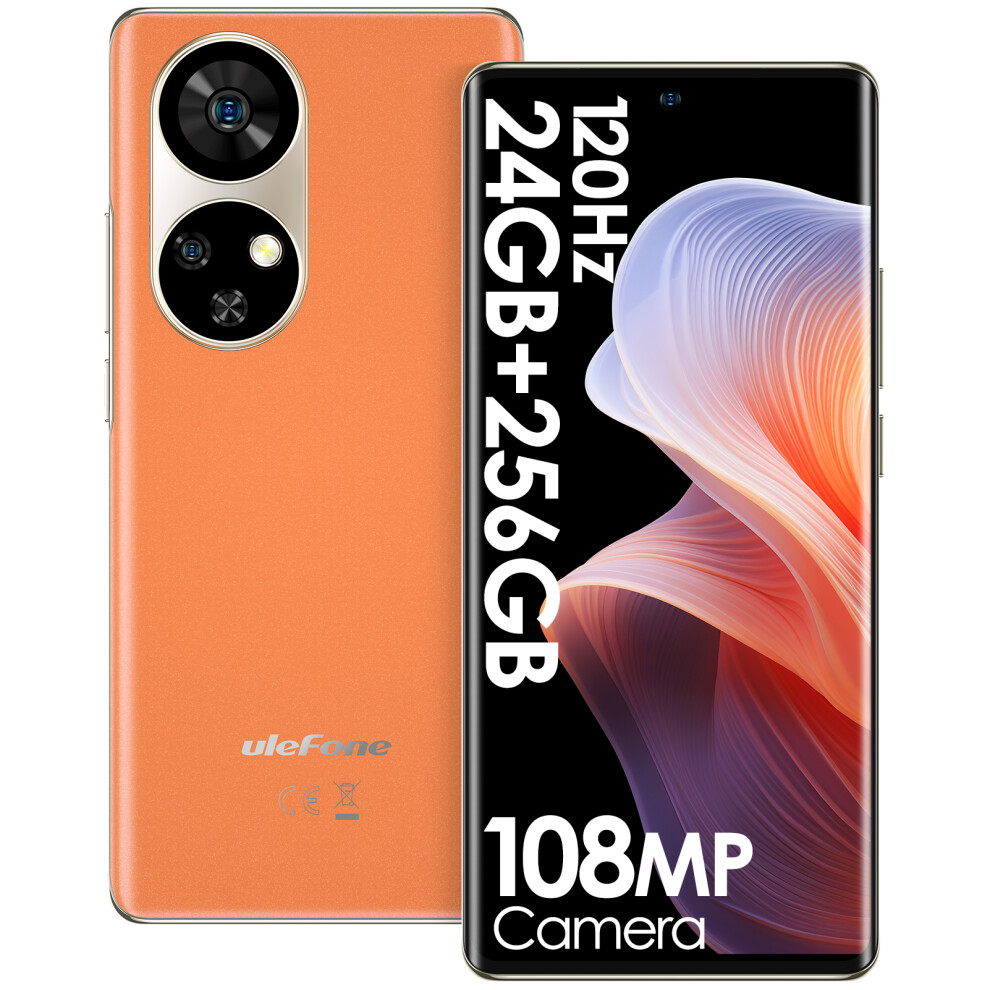 Ulefone (Orange) Note 17 Pro Smartphone 6.78" 120Hz Amoled Curved Display 24Gb 256Gb 108Mp Camera 5050Mah-White/Black/Orange White,Orange
