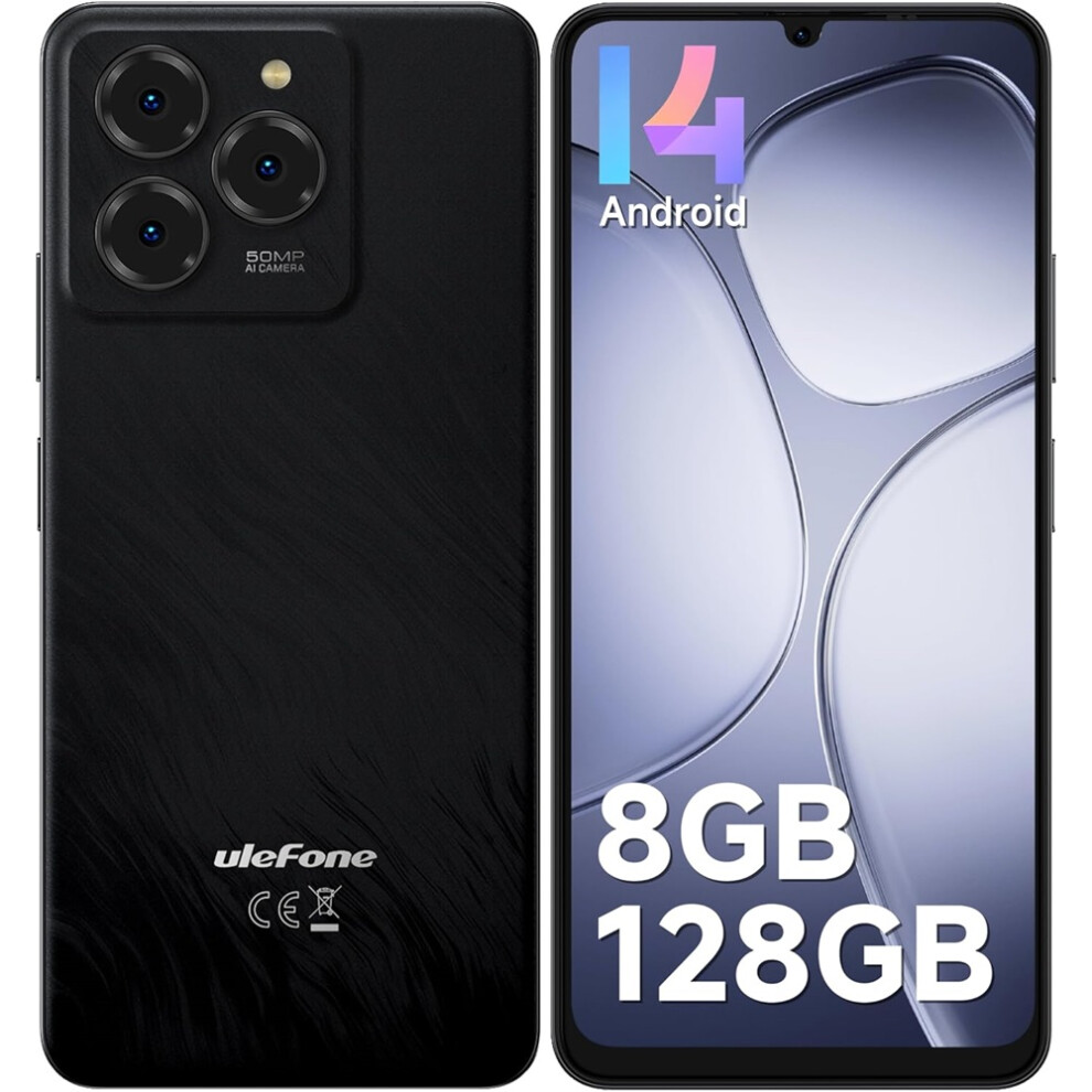 Ulefone (Black) Note 20 Pro Unlocked Phones, 6.75 Inch 90Hz, Octa Core 8Gb 128Gb Expansion Android 14,6000Mah, Black