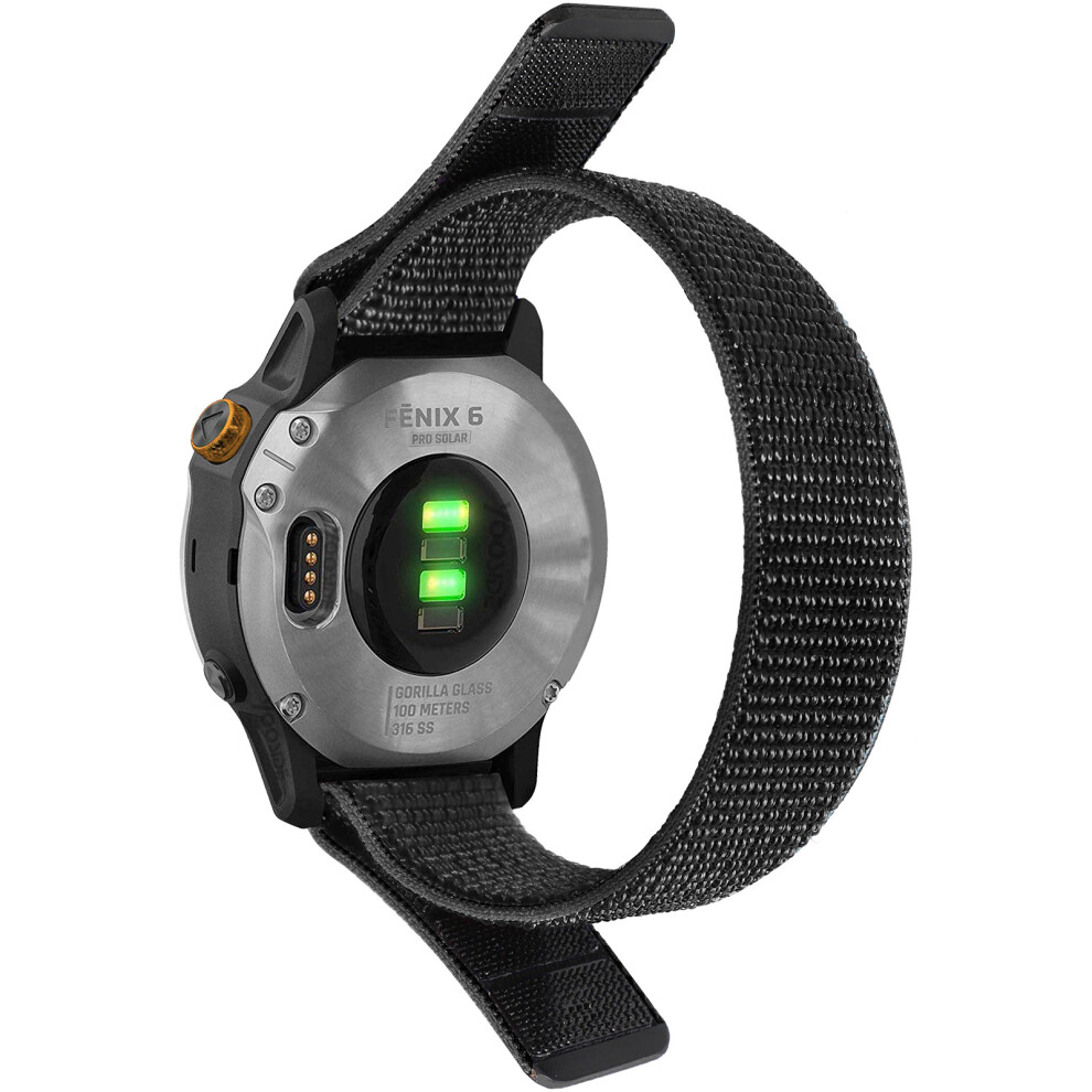 22 Mm Nylon Watchband For Garmin Fenix 7/6/5, Samsung Galaxy Watch 3 45Mm Black 7314280315345