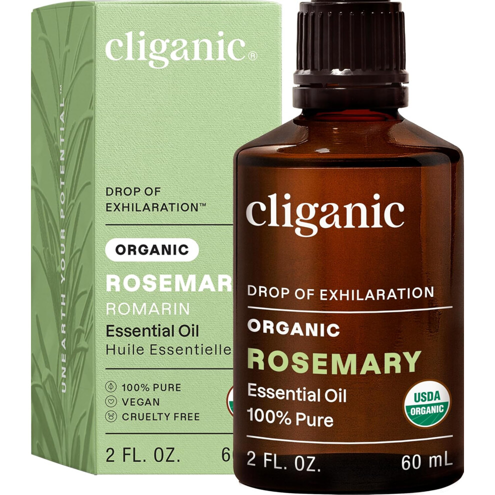 Cliganic Organic Rosemary Essential Oil, 2Oz - 100% Pure Natural Undiluted, For Aromatherapy | Non-Gmo Verified (Rosemary)