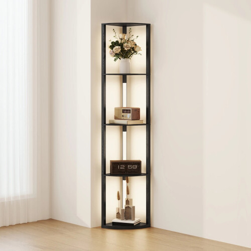 Corner Floor Lamp with Dimmable Warm White LED Light, Black