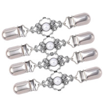 Pack of 4 Stylish Pearls Embellished Clip-Ancient Silver