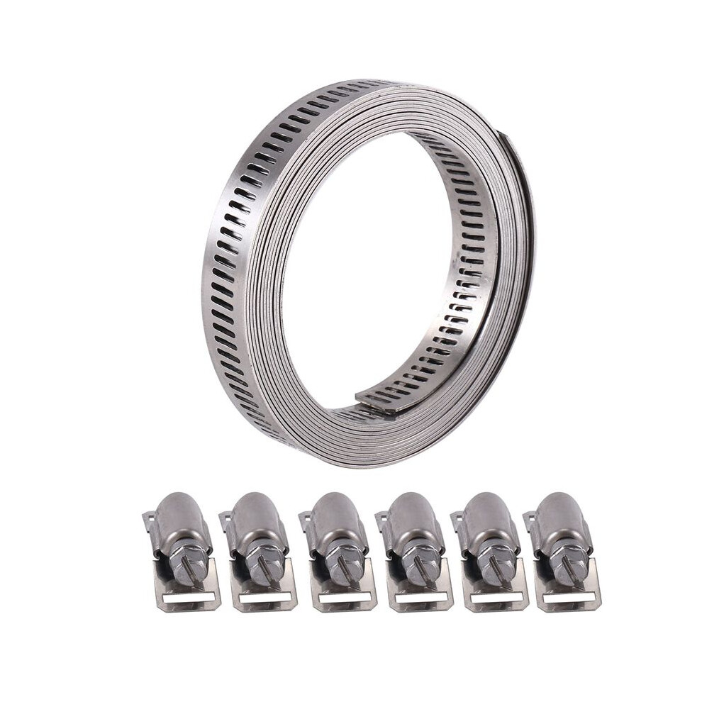 304 Stainless Steel Worm Clamp Hose Clamp Strap With Fasteners Adjustable Diy Pipe Hose Clamp Ducting Clamp 7.9Feet 4714075663980