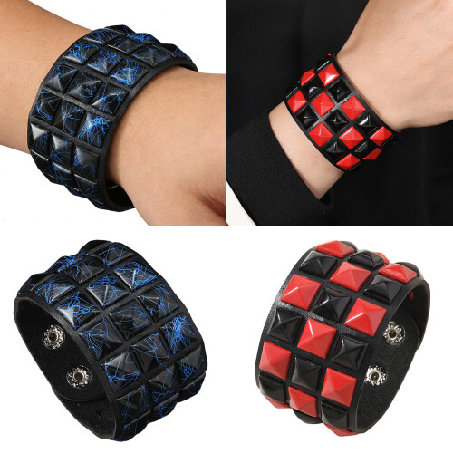 Versatile Punk Fashion Bracelet Soft Leather Material-silver 2