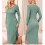 Polyester Maternity Dress Long Sleeve Elastic Rib And-Green M 6