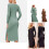 Polyester Maternity Dress Long Sleeve Elastic Rib And-Green M 7
