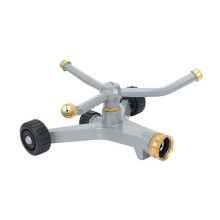 Heavy Duty Spinnings Sprinkler with Wheeled Base,Metal Whirling Sprinkler for 360 Degree Coverage in Gardens