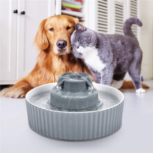 2.1L Keramische Kattenbak, Kattenfontein met Actief Koolfilter, Automatische Waterdispenser voor Katten en Honden