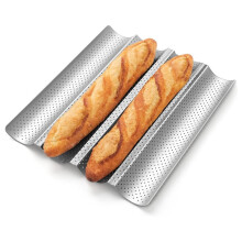 Baguette Bread Pan,Nonstick Perforated Baguette Pan for French Bread Baking,4 Loaves Baguette Baking Tray for Sourdough