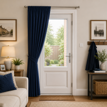 (Navy Blue 66"x84" Pencil Pleat) Thermal Blackout Curtains Room Divider Door Curtain