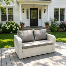 Fimous 2 Seater Sofa Rattan Curved Arm Loveseat
