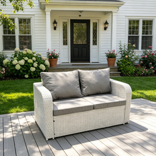 Fimous Fimous 2 Seater Sofa Rattan Curved Arm Loveseat