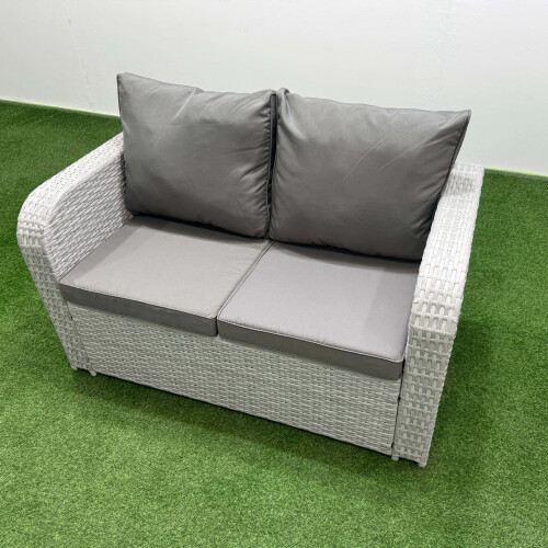 Fimous Fimous 2 Seater Sofa Rattan Curved Arm Loveseat 2