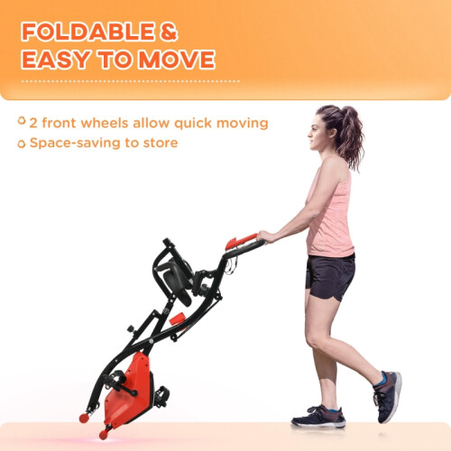 2-in-1 Folding Exercise Bike 8Lv Mag Red 1