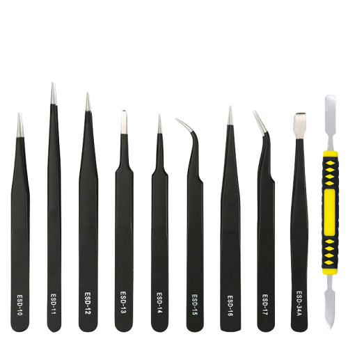 Elektronisk ESD-pincetsæt - 10 dele