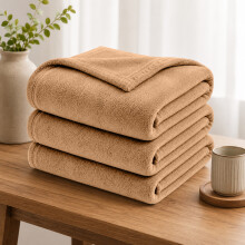 (2X Single/ Small, Camel) Budget Friendly Luxury 310GSM Faux Fur Fleece Blankets - Ultra Soft Warm Plush Throws for All Season Use | Pack of 2