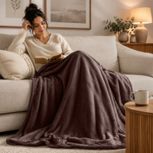 (2X Single/ Small, Coffee) Budget Friendly Luxury 310GSM Faux Fur Fleece Blankets - Ultra Soft Warm Plush Throws for All Season Use | Pack of 2