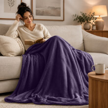(2X Single/ Small, Purple) Budget Friendly Luxury 310GSM Faux Fur Fleece Blankets - Ultra Soft Warm Plush Throws for All Season Use | Pack of 2