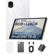 (Marble White) Ulefone Tab A9 Pro Compact Tablet, 8.68" Eye Comfort Display, Android 15, 4GB RAM 128GB -Marble White/Galaxy Blue