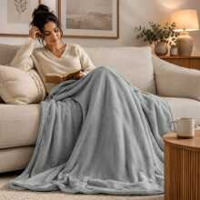 (2X Double/ Medium, Silver) Budget Friendly Luxury 310GSM Faux Fur Fleece Blankets - Ultra Soft Warm Plush Throws for All Season Use | Pack of 2