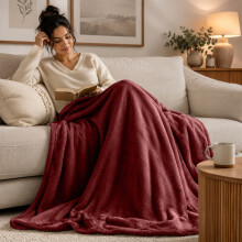 (2X Super King/ XL, Burgundy) Budget Friendly Luxury 310GSM Faux Fur Fleece Blankets - Ultra Soft Warm Plush Throws for All Season Use | Pack of 2