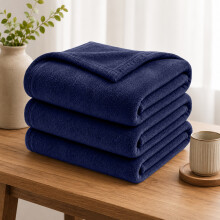 (2X Super King/ XL, Navy Blue) Budget Friendly Luxury 310GSM Faux Fur Fleece Blankets - Ultra Soft Warm Plush Throws for All Season Use | Pack of 2
