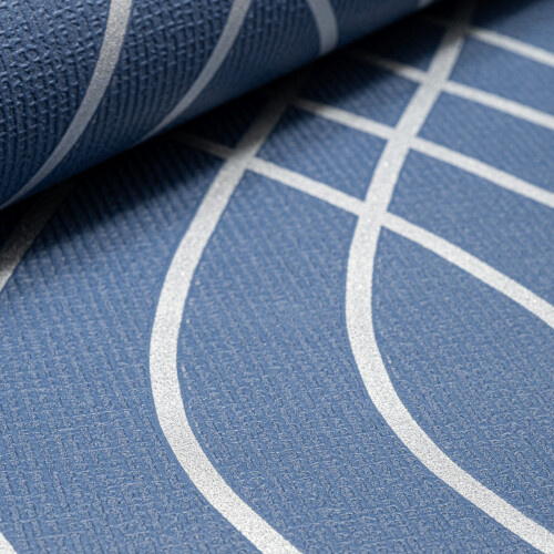 Blue Silver Geometric Non-Woven Vinyl Textured Wallpaper 42085 2