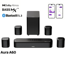 ULTIMEA Aura Series 7.1ch Bluetooth SoundBar with Subwoofer, Surround Sound System with Dolby Atmos for TV, HDMI eARC, Aura A60