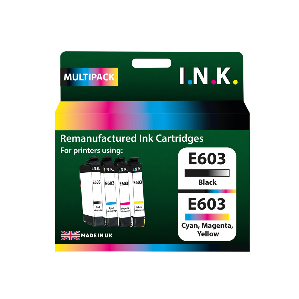 I.n.k. Remanufactured Epson 603 Multipack Black, Cyan, Magenta, Yellow Ink Cartridges