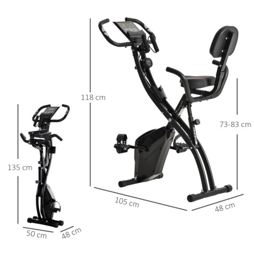 2-in-1 Folding Bike 8-Level Magnetic Pulse Black 1