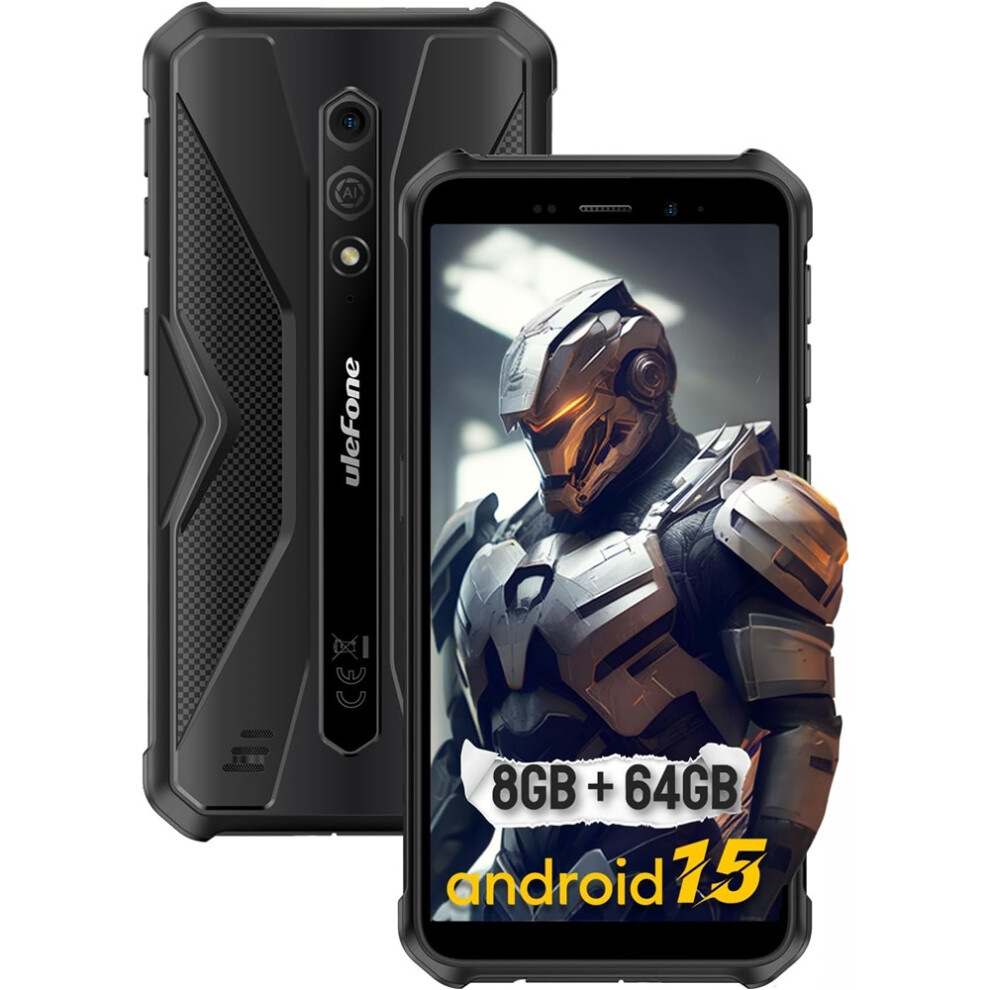 Ulefone (Black) Armor X12 Pro Rugged Phones Unlocked, 5.45 Inch Screen, Android 15, 8Gb 64Gb, 4860Mah Battery- Orange/Black/Green