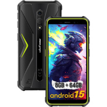 (Green) Ulefone Armor X12 Pro Rugged Phones Unlocked, 5.45 inch Screen, Android 15, 8GB 64GB, 4860mAh Battery- Orange/Black/Green