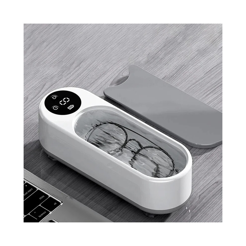 White (White) 45Khz High Frequency Ultrasonic Cleaner Wireless Portable Cleaning Machine For Glasses & Daily Accessories