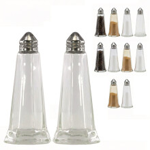 GEEZY Pack of 12 Pots Classic Style Glass Salt and Pepper Shakers Condiment Dispensers