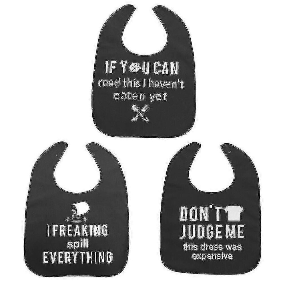 3pcs Adult Bib Decorative Adult Bib Elderly Eating Bib Seniors Bib Adjustable Strap Bib Edition881