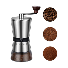 Manual Coffee Grinder - 8 Adjustable Coarseness Settings, Hand Crank Coffee Mill, Portable Conical Burr Grinder for Moka pot, French Press