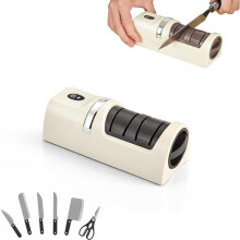 Rechargeable Electric Knife Sharpener with 2-Stage Diamond Abrasives, Portable Home Use Knife Sharpener Electric for Kitchen, Fruit, Chef