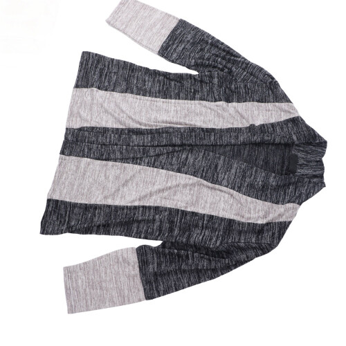 Dunkelgrauer Color-Block-Strickpullover mit offener Front XXL