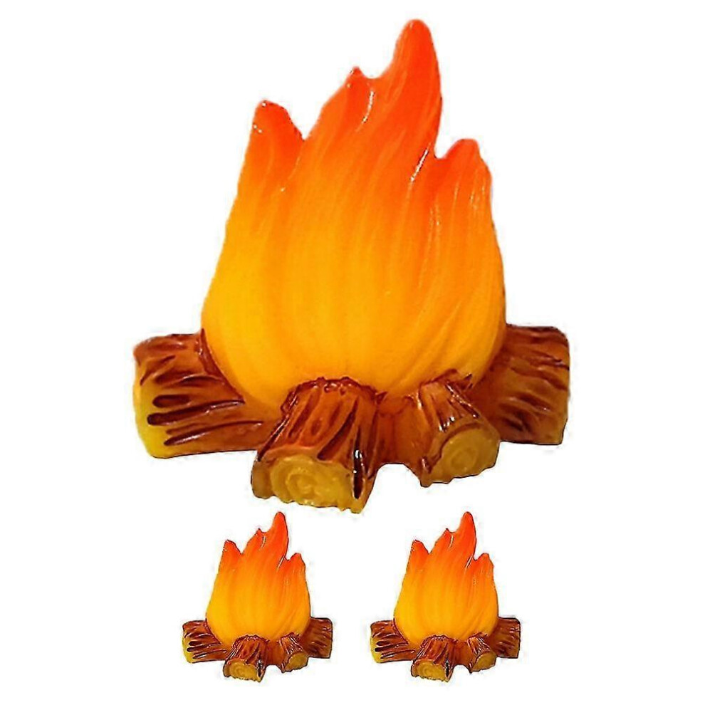 3Pcs Fake Bonfire Model Tiny Fire Miniature Decoration for Micro Landscape Scene Setting szrh21769