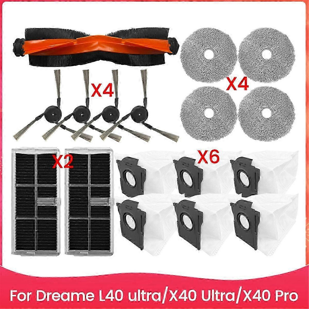 For Dreame L40 Ultra/X40 Ultra/X40 Pro Vacuum Cleaner Spare Parts Main Side Brush Hepa Filter Mop Cl Edition 07181143 6900003265403