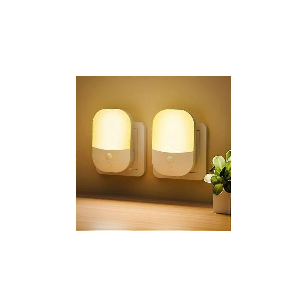 2 Pack Plug In Night With Dusk To Dawn Photocell Sensor, 5 Adjustable Brightness Levels, On/Off/Auto Modes, 3000K Warm White1315 Light