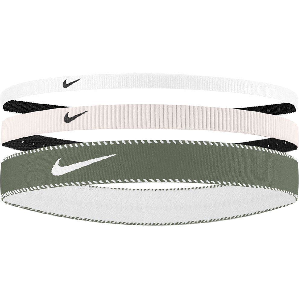 Nike Flex Classic Headbands Mixed Width 3 Pk Light Soft Pink / Light Army / White Multicoloured