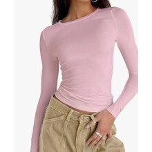 (100, XL) Women's Slim Casual Short Sleeve T-Shirt, Solid Spring Autumn Streetwear Base Top