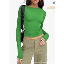 (Number 34, S) Women's Slim Casual Short Sleeve T-Shirt, Solid Spring Autumn Streetwear Base Top