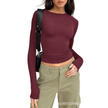 (24, XXL) Women's Slim Casual Short Sleeve T-Shirt, Solid Spring Autumn Streetwear Base Top